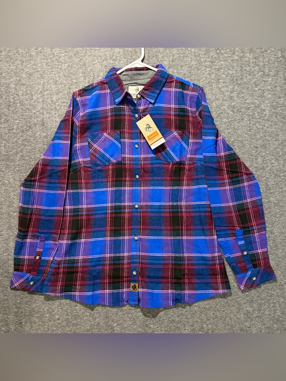 Legendary Whitetails Flannel Shirt Womens L Colorful Plaid Cottage 100% Cotton